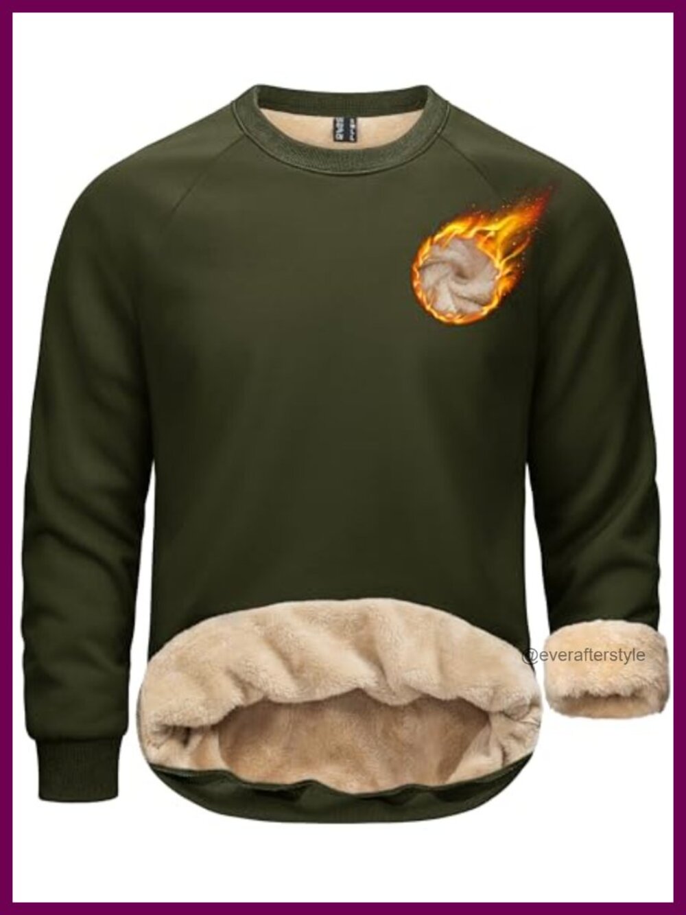 Sherpa Lined Sweatshirt Warm Midweight Fleece Pullover Winter Crewneck